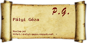 Pályi Géza névjegykártya